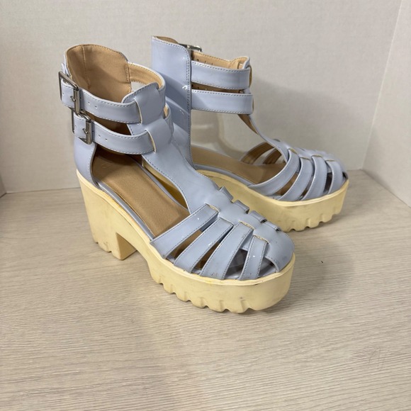 ASOS Shoes - ASOS Light Blue‎ Platform Chunky Heel Cage Gladiator Sandals Size 4